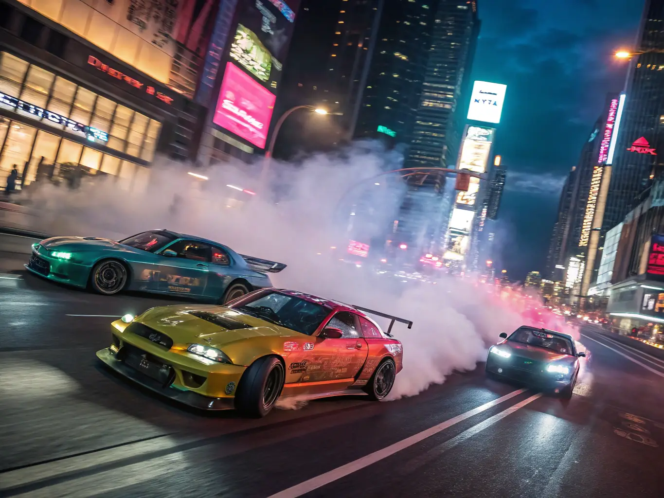 A vibrant image of a SART public demonstration, showing cars performing stunts and engaging with the audience.